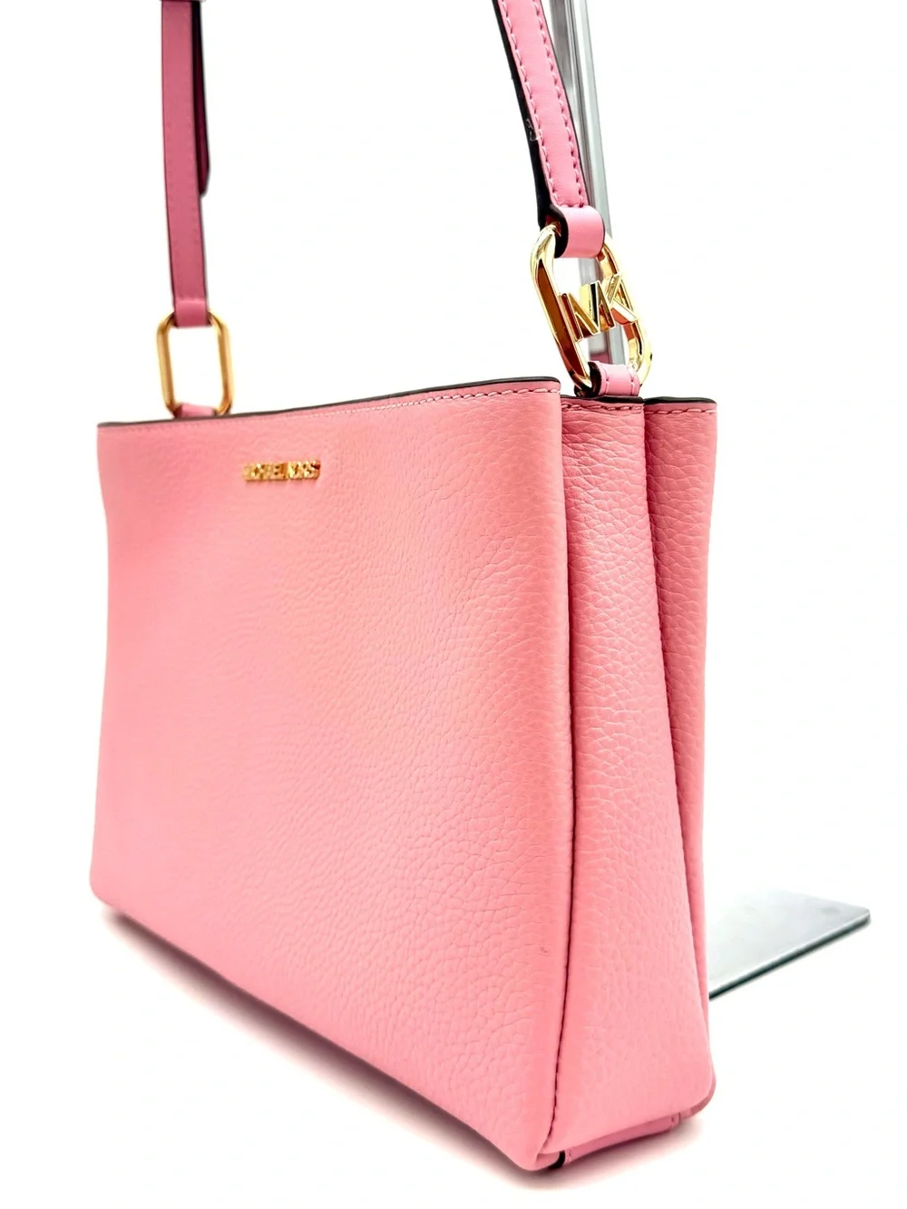 Michael Kors Trisha Medium Pebbled Leather Crossbody Bag Pink